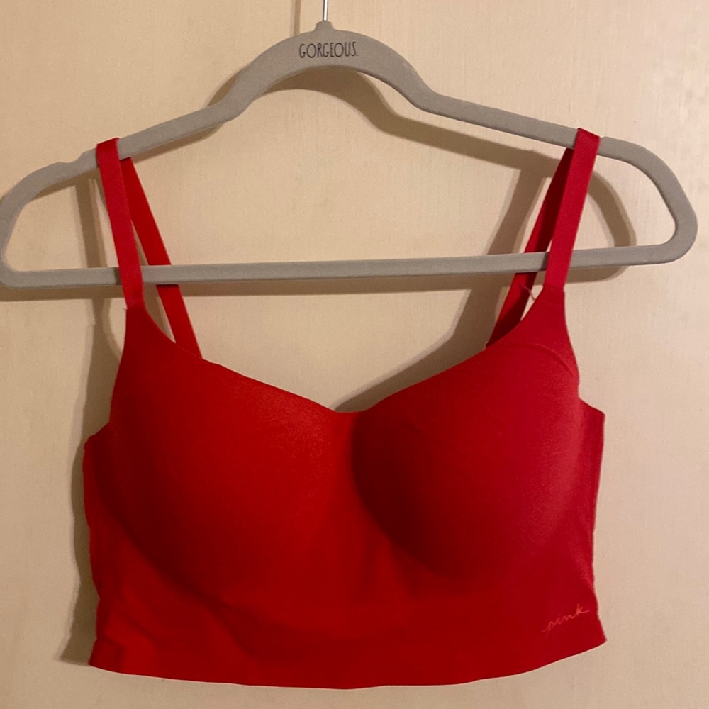 Pink Victoria’s Secret bra red in color